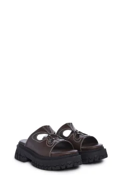 dELiA*s by Dolls Kill Sandals|Flats*Feeling Good Platform Slides - Brown
