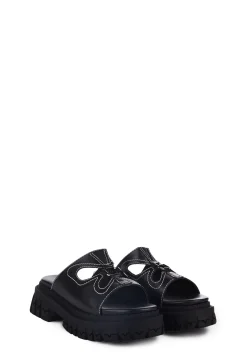 dELiA*s by Dolls Kill Platforms|Sandals*Feeling Good Platform Slides - Black