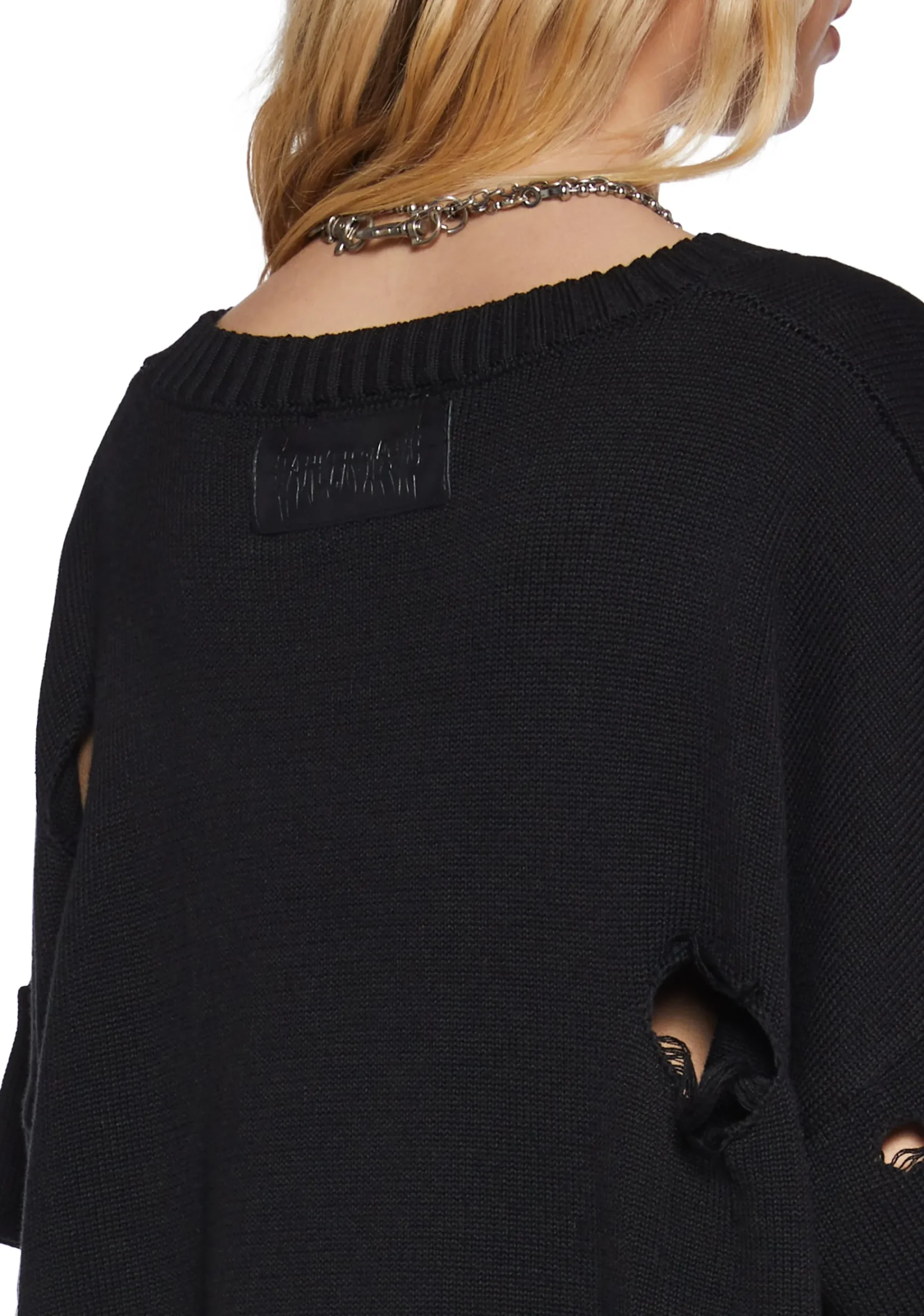 DARKER WAVS Tops*Filter Unisex Oversized Distressed Sweater - Black