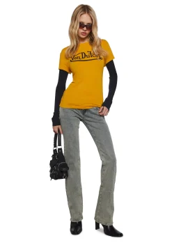 Dolls Kill x Von Dutch Tops*Fitted Twofer Long Sleeve Top