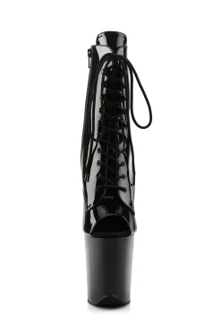 Pleaser Boots|Heels*Flamingo-1021 Peep Toe Vinyl Ankle Boots