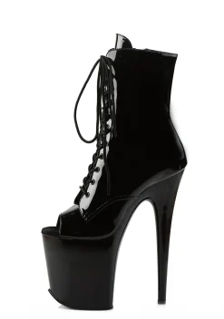 Pleaser Boots|Heels*Flamingo-1021 Peep Toe Vinyl Ankle Boots