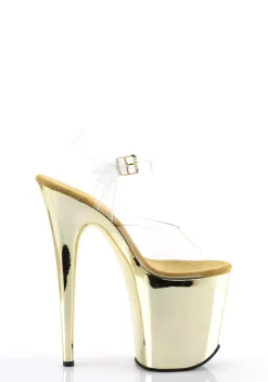 Pleaser Sandals*Flamingo-808 Platform Strap Sandals - Gold Chrome