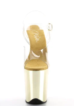 Pleaser Sandals*Flamingo-808 Platform Strap Sandals - Gold Chrome