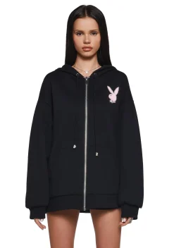 Playboy by Dolls Kill Outerwear|Sweatshirts & Hoodies*Flirt More Zip-Up Hoodie