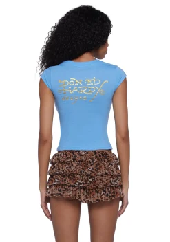 Ed Hardy Tops*Flower Skull Cap Sleeve Tee