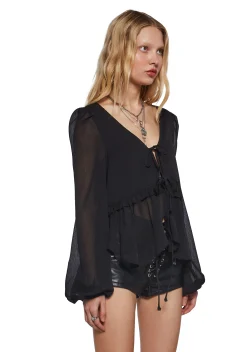 Current Mood Tops|Plus*Forever Me Peasant Top - Black