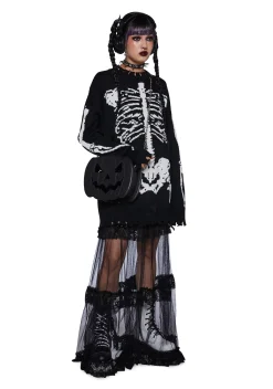 Trickz N' Treatz Tops|Plus*Fractured Fate Skeleton Sweater