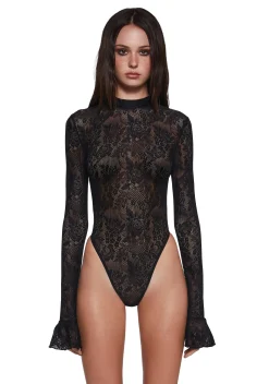 Current Mood Tops|Plus*Frozen Wanderlust Lace Bodysuit - Black