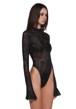 Current Mood Tops|Plus*Frozen Wanderlust Lace Bodysuit - Black