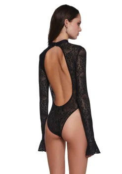 Current Mood Tops|Plus*Frozen Wanderlust Lace Bodysuit - Black