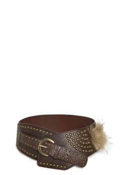 Club Exx Belts & Harnesses*Gambling Desert Studded Belt - Brown