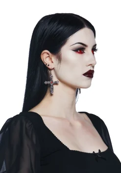 Widow Jewelry*Gemstone Cross Drop Earrings