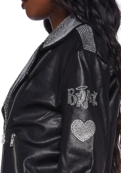 Dolls Kill x Bratz Outerwear*Glam Rock Rhinestone Moto Jacket