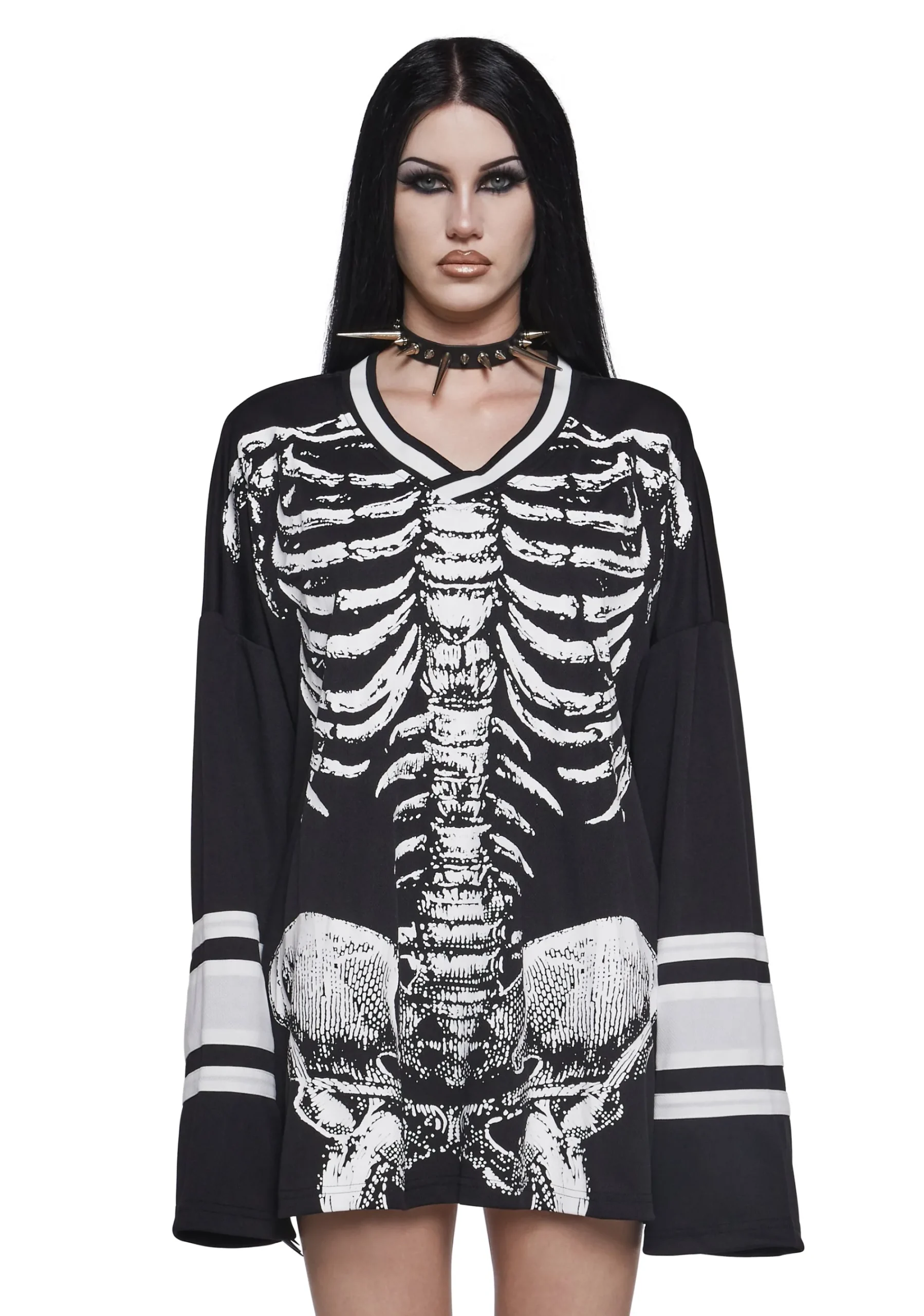 Trickz N' Treatz Tops|Plus*Glow In The Dark Skeleton Jersey