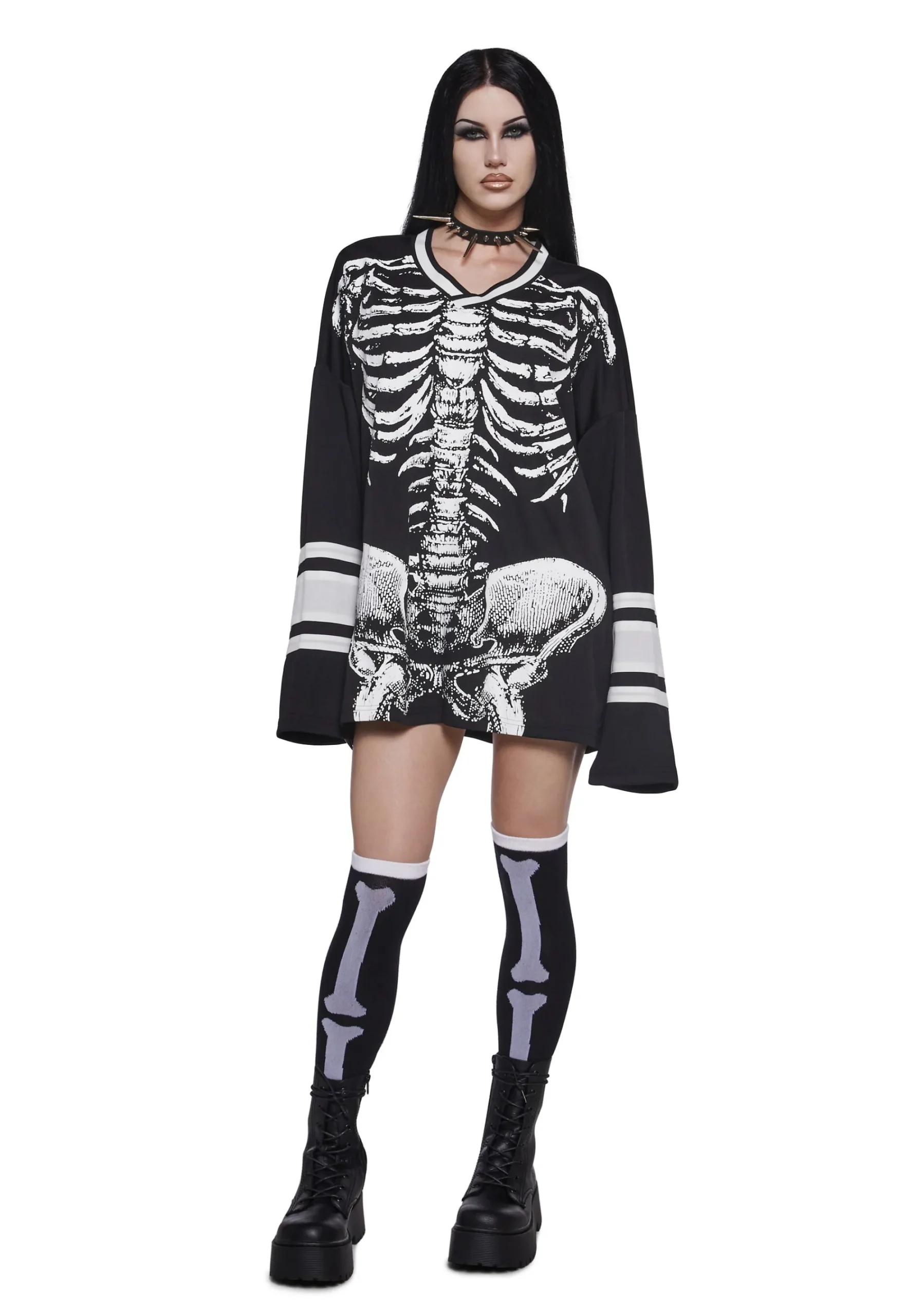 Trickz N' Treatz Tops|Plus*Glow In The Dark Skeleton Jersey
