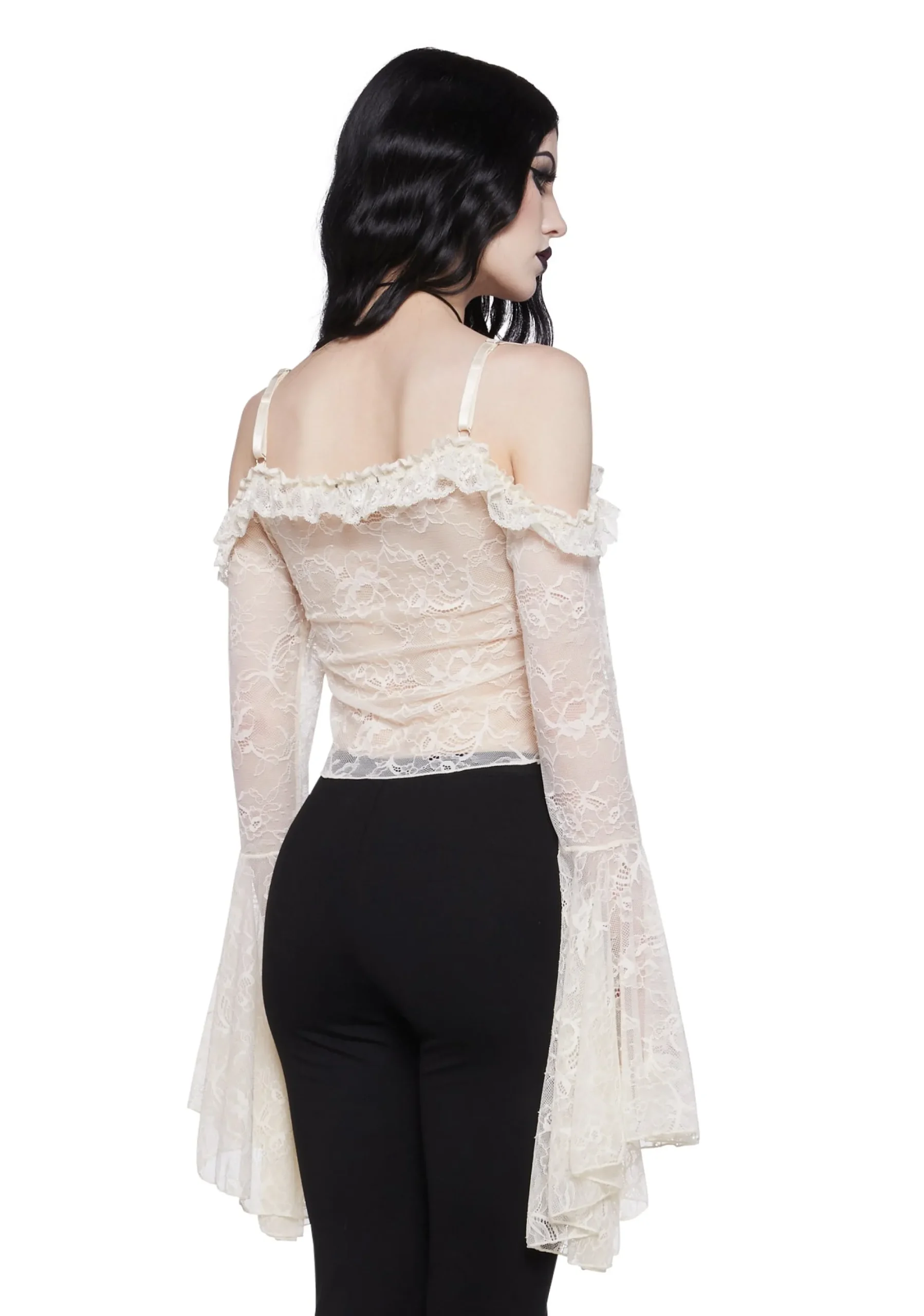Widow Tops*Gothic With Grace Mesh Top - Off White