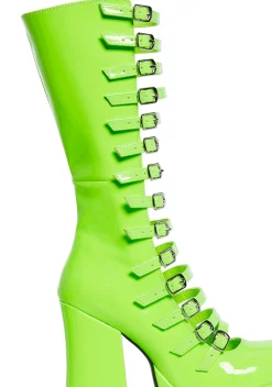 Current Mood Boots|Platforms*Hardcore Dazzle Platform Boots - Neon Green