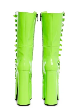 Current Mood Boots|Platforms*Hardcore Dazzle Platform Boots - Neon Green