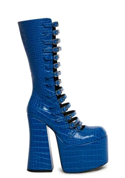 Current Mood Boots|Platforms*Hardcore Dazzle Platform Boots - Blue Croc