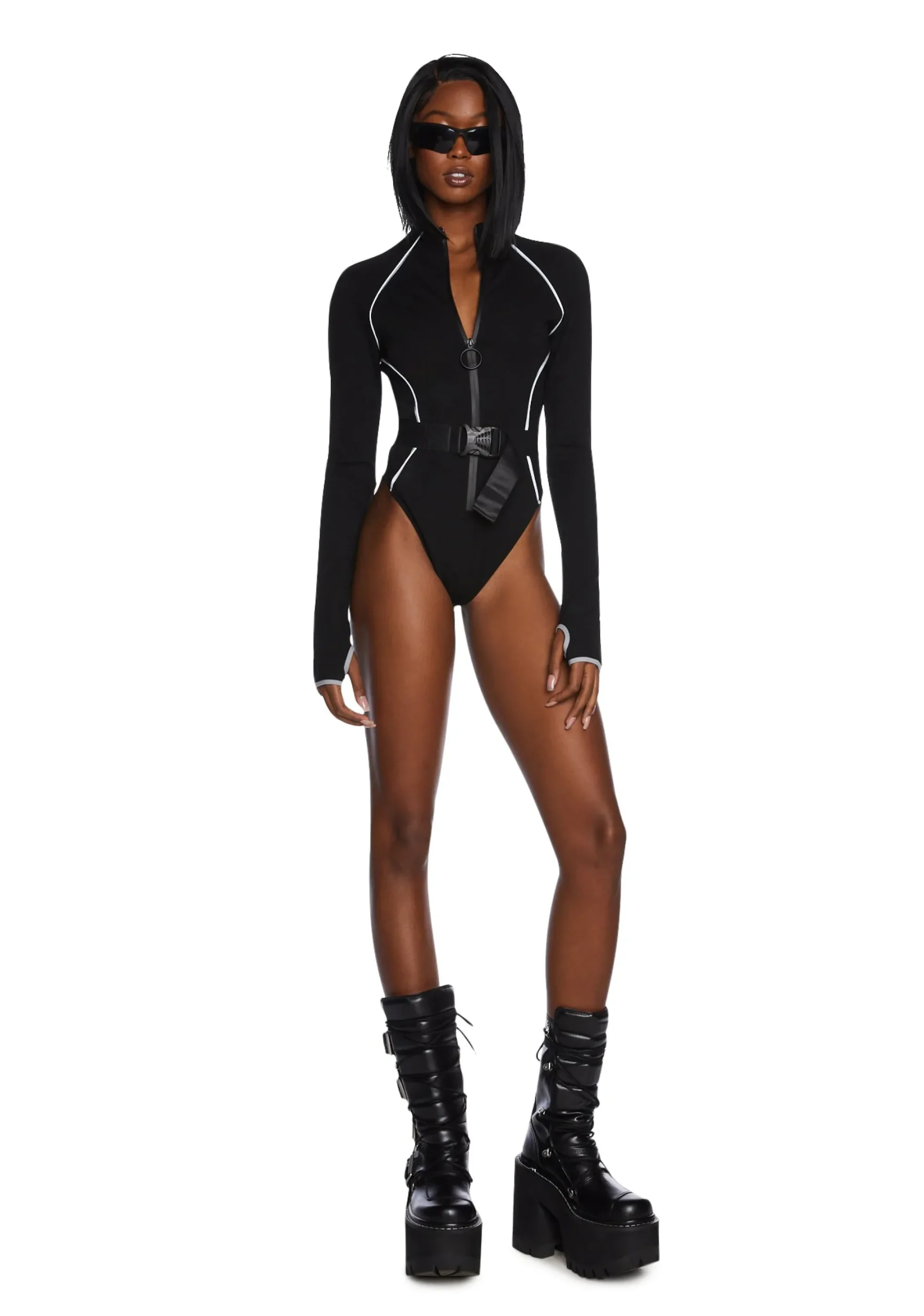 Poster Grl Tops*Hashtag Executive Suite Reflective Bodysuit