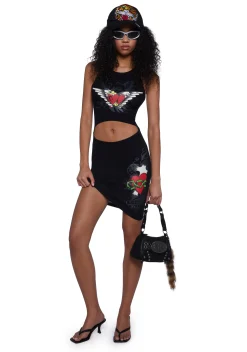 Ed Hardy Dresses*Heart Wings Cut Out Ribbed Dress