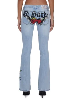 Ed Hardy Bottoms|Pants*Hearts Bootcut Jeans