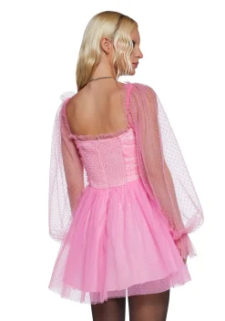 Sugar Thrillz Dresses*Heavenly Affair Babydoll Dress - Pink Swiss Dot