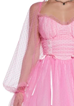 Sugar Thrillz Dresses*Heavenly Affair Babydoll Dress - Pink Swiss Dot