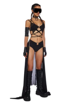Club Exx Bottoms|Shorts*Heaven's Cataract Mesh Train Shorts - Black