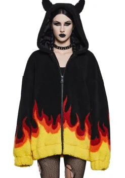 The Grave Girls Outerwear|Sweatshirts & Hoodies*Hellfire Event Hooded Sherpa Jacket