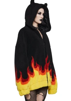 The Grave Girls Outerwear|Sweatshirts & Hoodies*Hellfire Event Hooded Sherpa Jacket