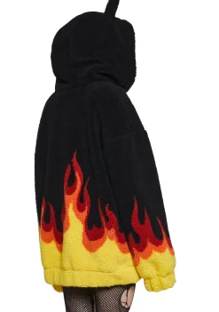The Grave Girls Outerwear|Sweatshirts & Hoodies*Hellfire Event Hooded Sherpa Jacket