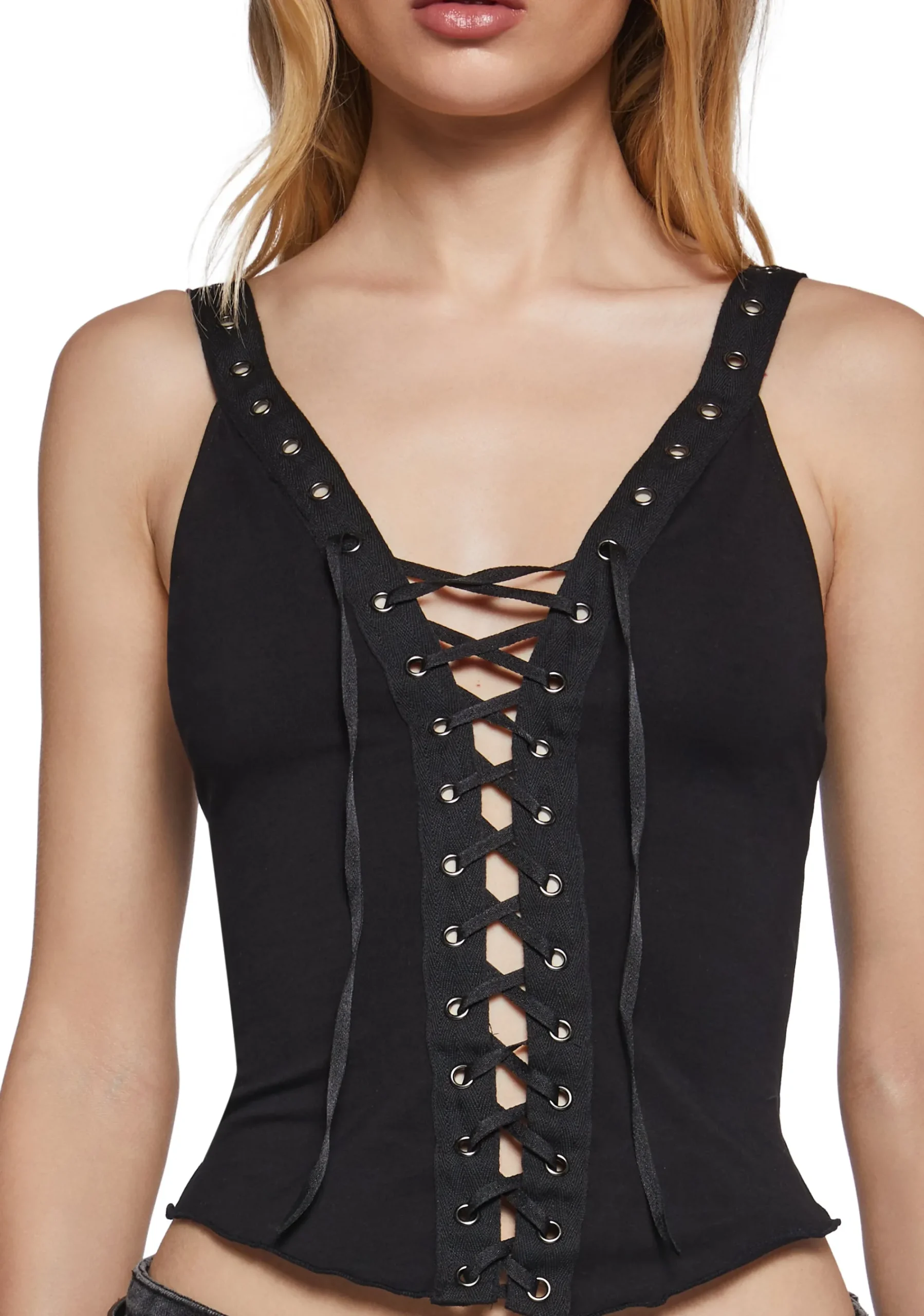 Widow Tops|Plus*High Voltage Lace Up Top