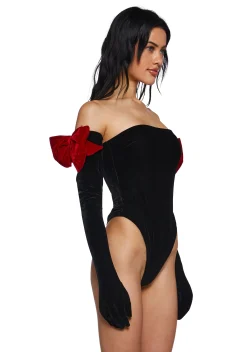 Sugar Thrillz Tops|Plus*Holiday Heart Bodysuit And Gloves Set