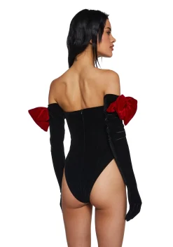 Sugar Thrillz Tops|Plus*Holiday Heart Bodysuit And Gloves Set
