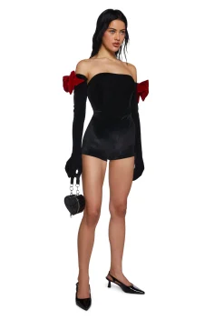 Sugar Thrillz Tops|Plus*Holiday Heart Bodysuit And Gloves Set