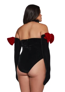 Sugar Thrillz Tops|Plus*Holiday Heart Bodysuit And Gloves Set