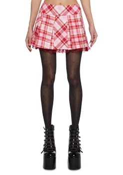 Sugar Thrillz Bottoms|Skirts*Holiday Party Plaid Mini Skirt - Pink