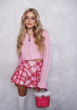 Sugar Thrillz Bottoms|Skirts*Holiday Party Plaid Mini Skirt - Pink