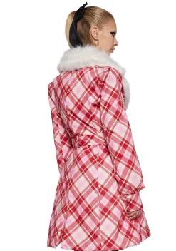 Sugar Thrillz Outerwear|Plus*Holiday Party Plaid Trench Coat