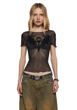 Widow Tops|Plus*Hollow Edges Mesh Top