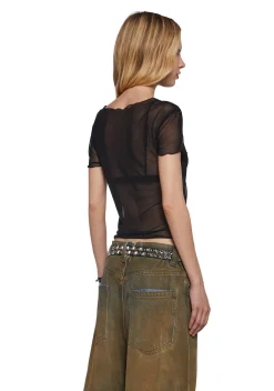 Widow Tops|Plus*Hollow Edges Mesh Top