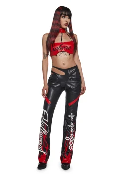Namilia Bottoms|Pants*Hollywood Asymmetric Moto Trousers - Black