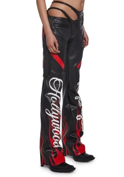 Namilia Bottoms|Pants*Hollywood Asymmetric Moto Trousers - Black