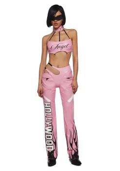 Namilia Bottoms|Pants*Hollywood Asymmetric Moto Trousers - Pink