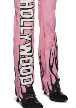 Namilia Bottoms|Pants*Hollywood Asymmetric Moto Trousers - Pink