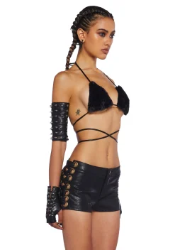 Club Exx Tops*Icy Revival Faux Fur Top - Black