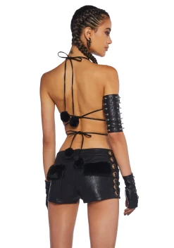 Club Exx Tops*Icy Revival Faux Fur Top - Black