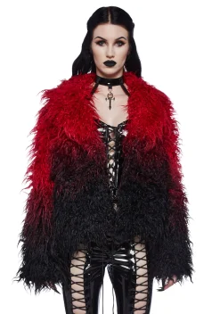 Widow Outerwear|Plus*I'd Die Again Ombre Jacket- Red